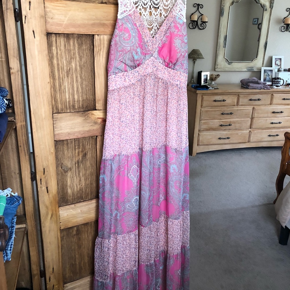 Crochet back maxi dress